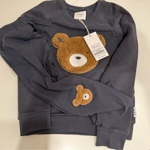 Huxbaby Charcoal Bear Sweatshirt and Jogger Set- NEW